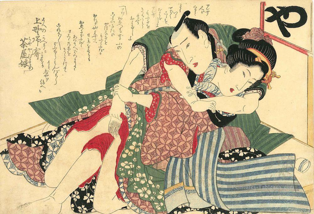 un couple 1827 Keisai Ukiyoye Peintures à l'huile